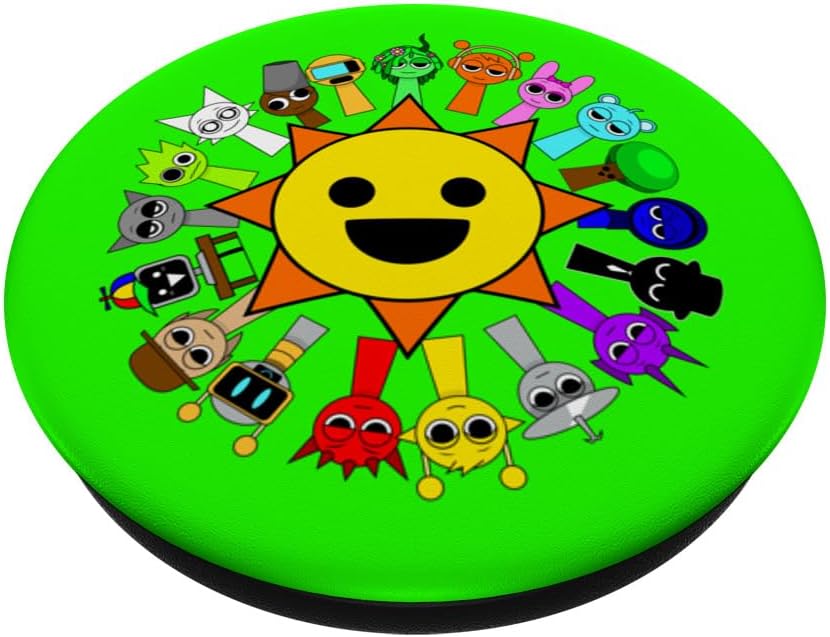All Sprunki play on grass around sun Birthday decor PopSockets Adhesive PopGrip