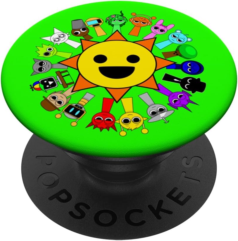 All Sprunki play on grass around sun Birthday decor PopSockets Adhesive PopGrip