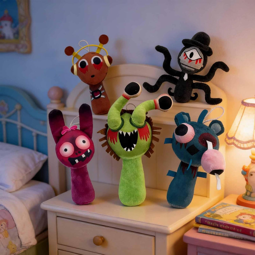 5 Pcs Halloween Plush Toys Horror Fans Soft Stuffed Doll, 8'' Plushies Gifts for Adult, Stuffed Toys Dolls Gifts for Birthday Goodie Bag Fillers Halloween Party Favors