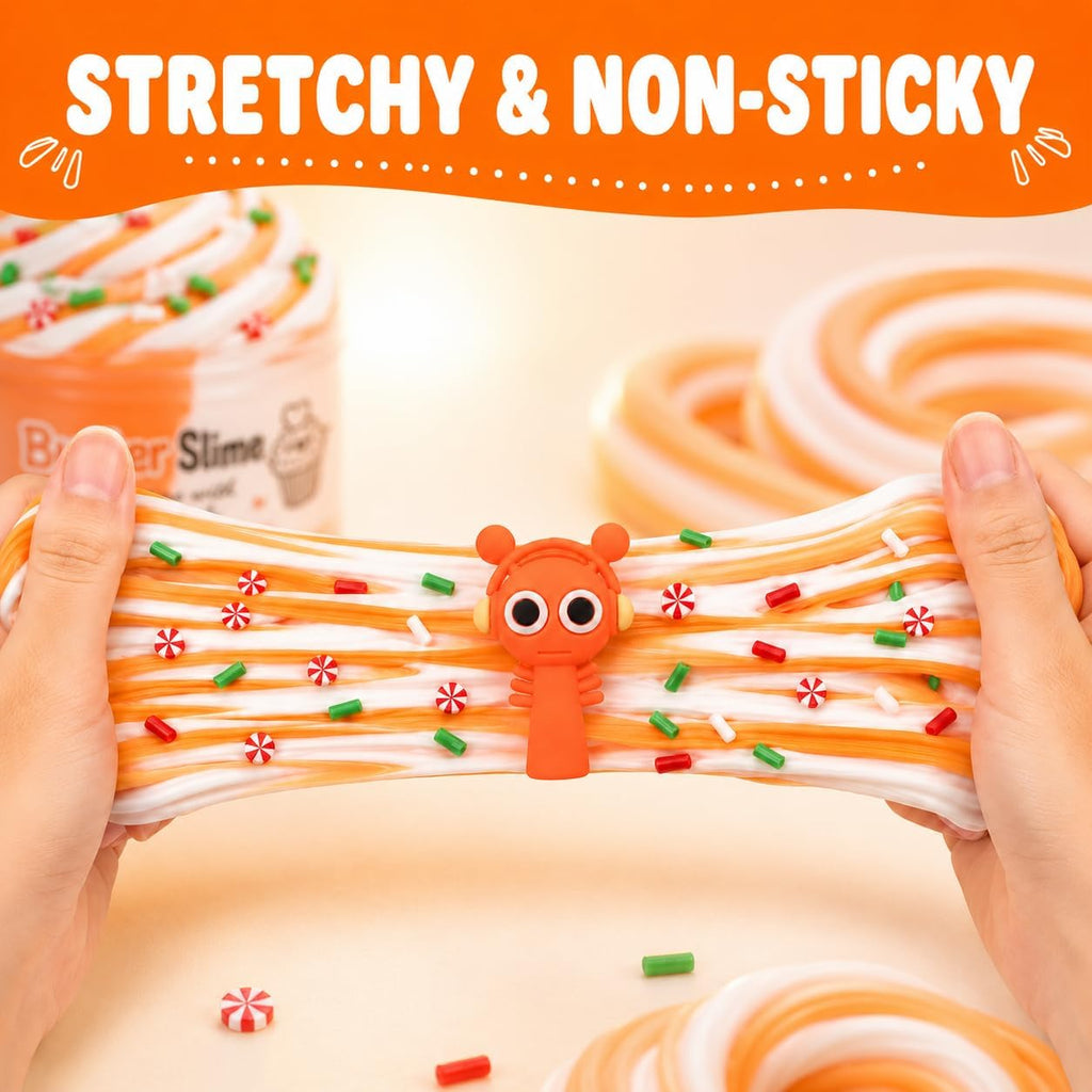 Action Figure Butter Slime - Large Sprunky Add Ins Charms,Premium DIY Scented Peach Slime for Boys & Girls, Ages 4-12 - Party Favors