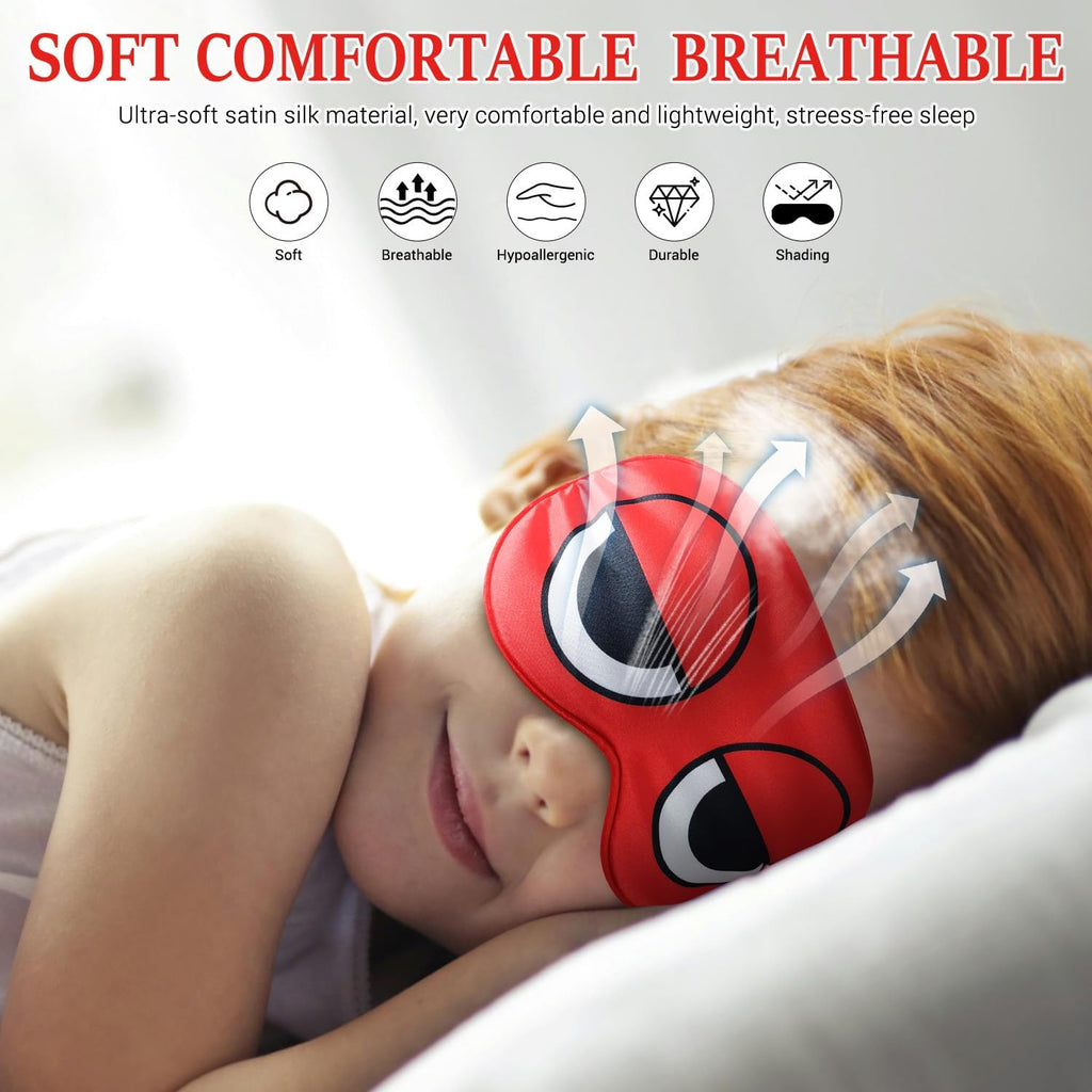 Cartoon Sleep Mask Red Blindfold Eye Mask Adjustable Travel Mask Eyeshade for Sleep Over Slumber Pajama Party Supplies Birthday Gifts for Boys Girls Men Women