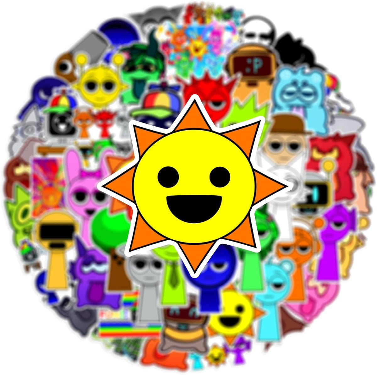 Pack of 50 Sprunki Stickers for Children, Rhythm Box Puzzle Games Stickers, Cartoon Vinyl Waterproof Stickers for Laptops Scrapbook Skateboard, Children