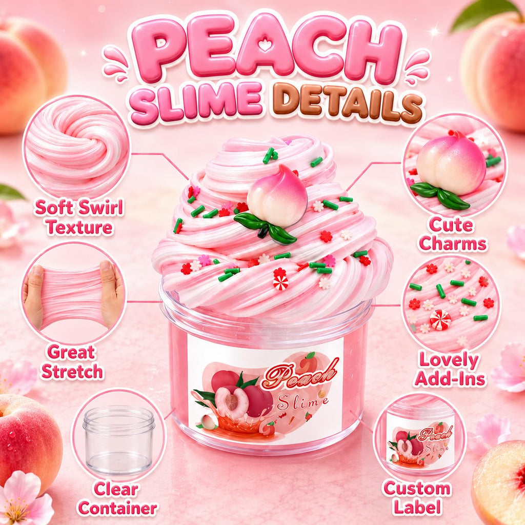 Action Figure Butter Slime - Large Sprunky Add Ins Charms,Premium DIY Scented Peach Slime for Boys & Girls, Ages 4-12 - Party Favors