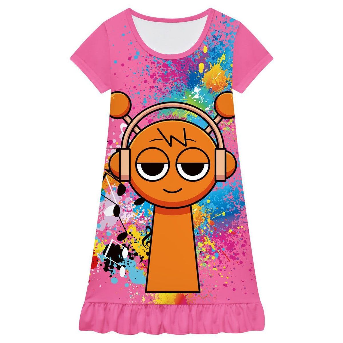 Little Girls Nightgowns Casual Dress Little Kids Music Adventure Cartoon Printed Dress