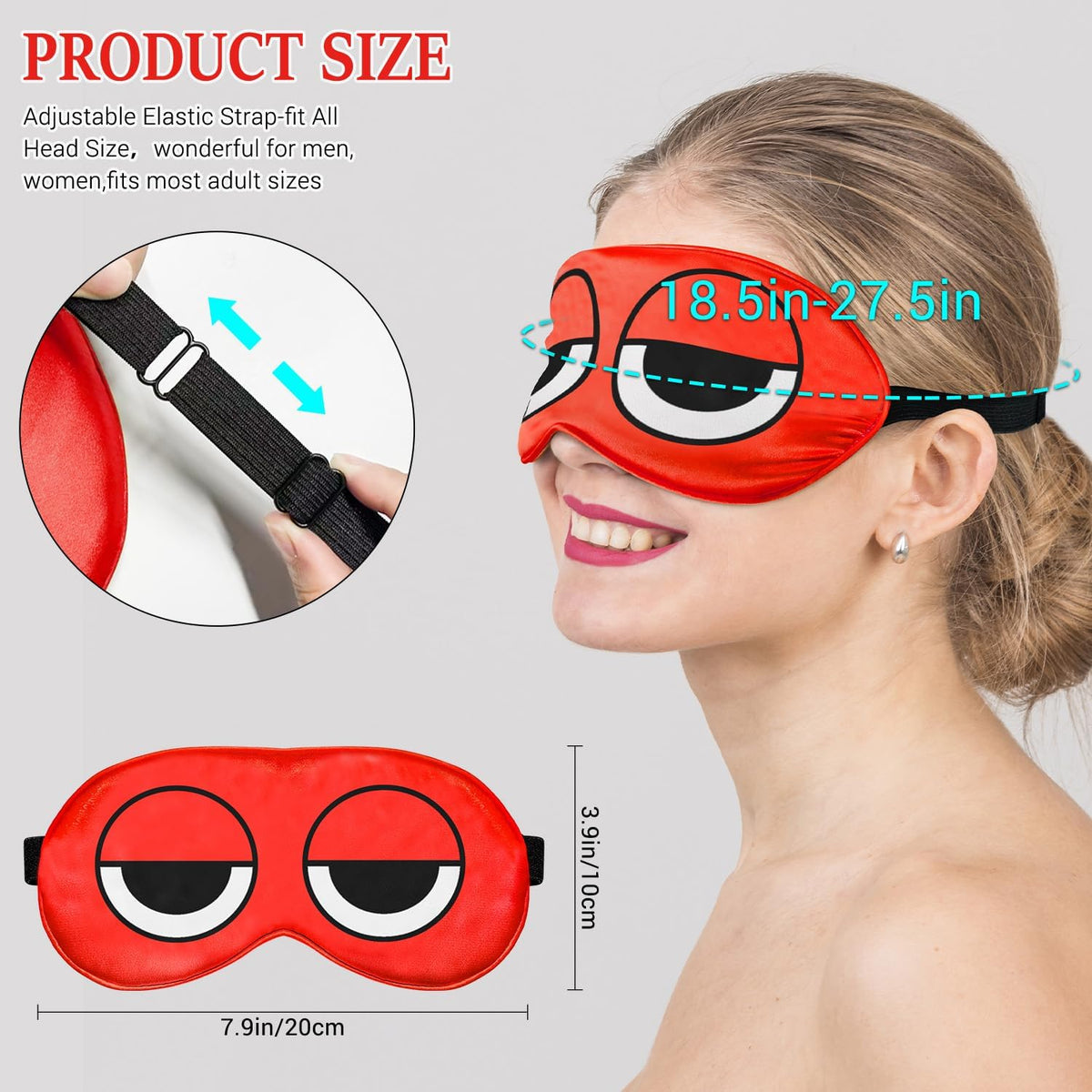 Cartoon Sleep Mask Red Blindfold Eye Mask Adjustable Travel Mask Eyeshade for Sleep Over Slumber Pajama Party Supplies Birthday Gifts for Boys Girls Men Women