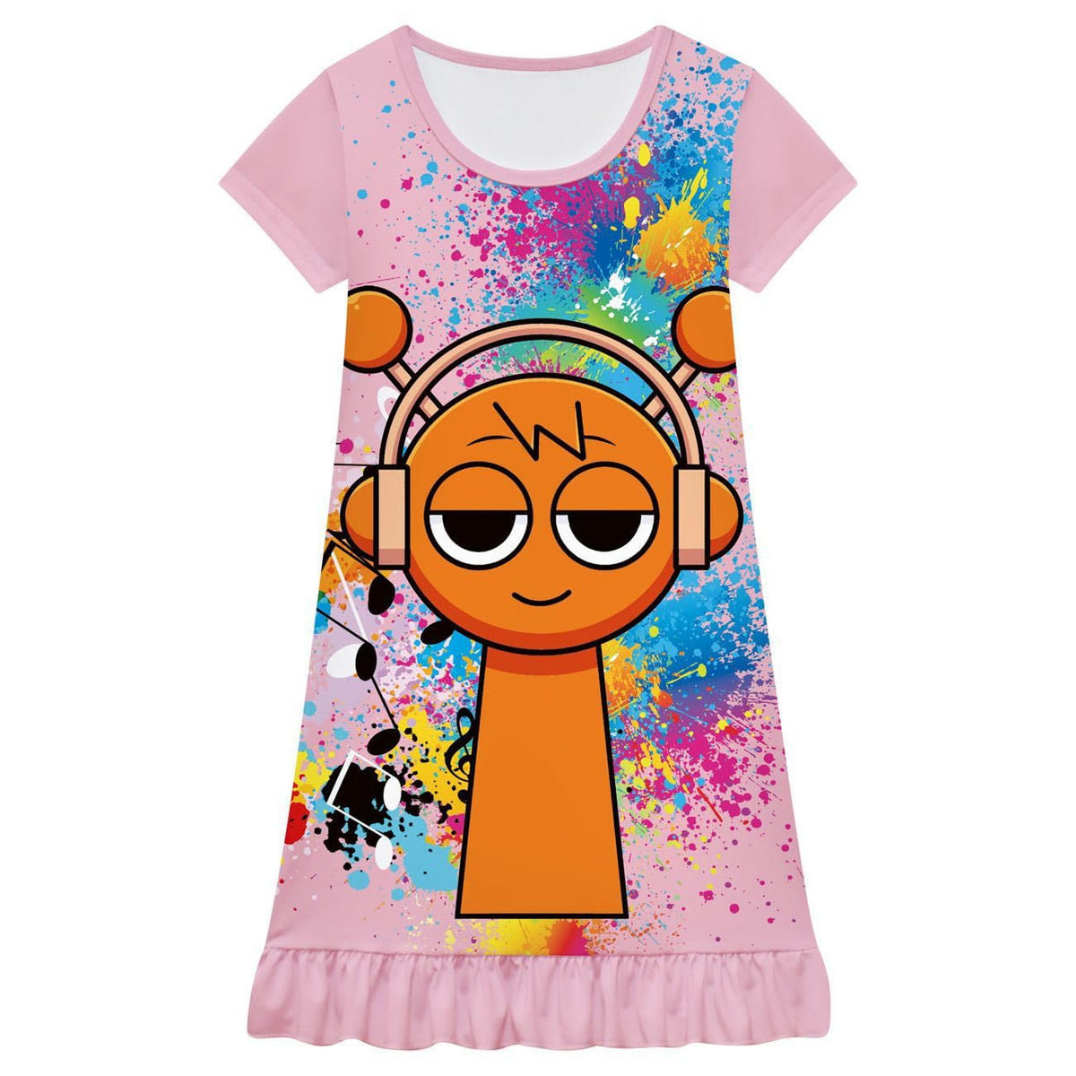 Little Girls Nightgowns Casual Dress Little Kids Music Adventure Cartoon Printed Dress