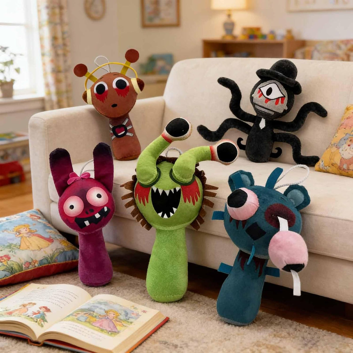 5 Pcs Halloween Plush Toys Horror Fans Soft Stuffed Doll, 8'' Plushies Gifts for Adult, Stuffed Toys Dolls Gifts for Birthday Goodie Bag Fillers Halloween Party Favors