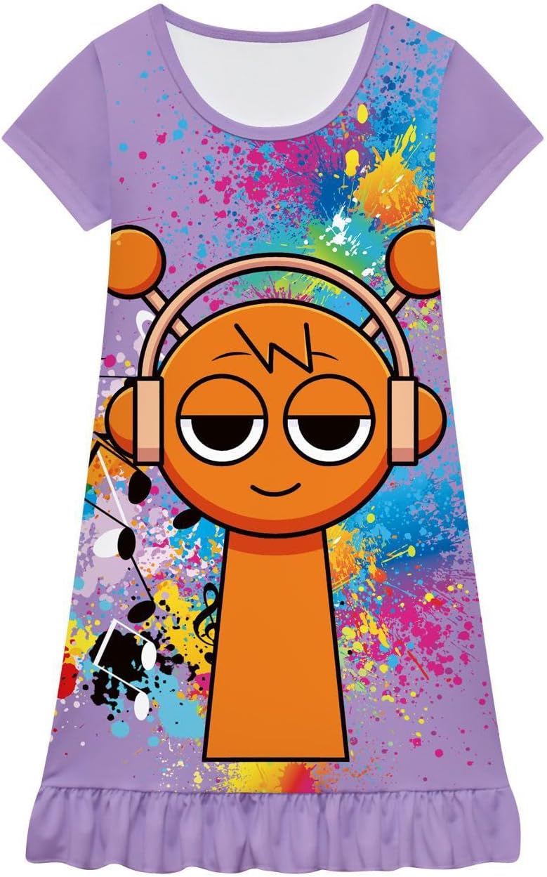 Little Girls Nightgowns Casual Dress Little Kids Music Adventure Cartoon Printed Dress