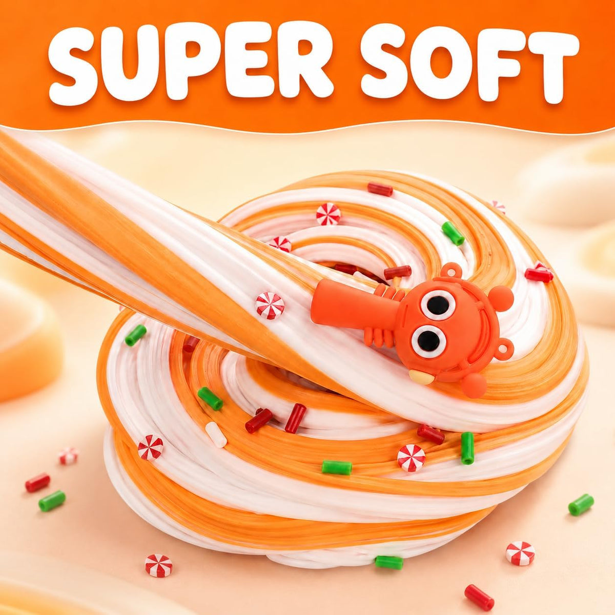 Action Figure Butter Slime - Large Sprunky Add Ins Charms,Premium DIY Scented Peach Slime for Boys & Girls, Ages 4-12 - Party Favors