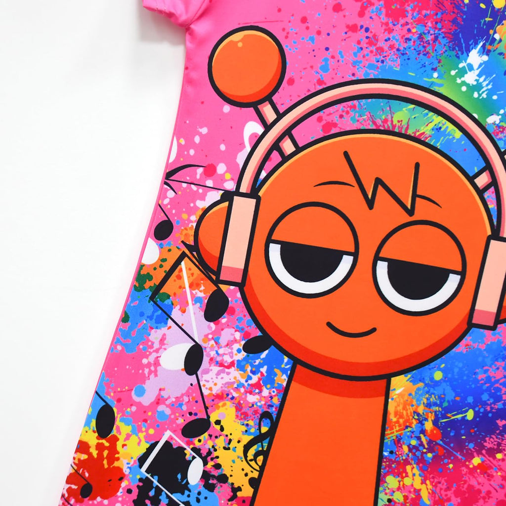 Little Girls Nightgowns Casual Dress Little Kids Music Adventure Cartoon Printed Dress