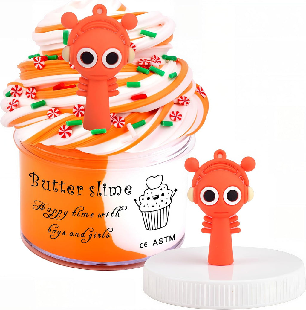 Action Figure Butter Slime - Large Sprunky Add Ins Charms,Premium DIY Scented Peach Slime for Boys & Girls, Ages 4-12 - Party Favors