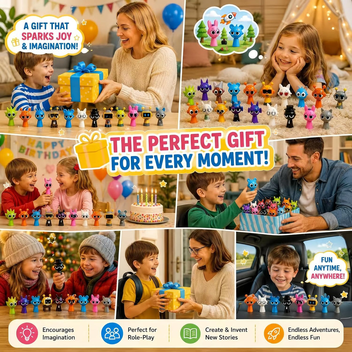 24PCS Sprunky Action Figures Mystery Box,Sprunky Action Figures,Office Room Figurine Decor for Kids Teen Adults,Action Figure Toys Gifts for Birthday Goodie Bag Fillers Halloween Party Favors