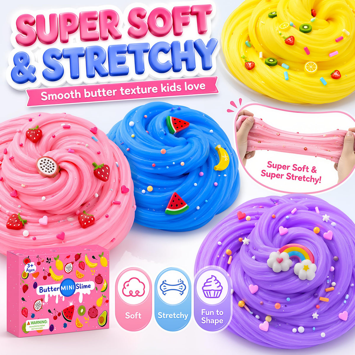 Action Figure Butter Slime - Large Sprunky Add Ins Charms,Premium DIY Scented Peach Slime for Boys & Girls, Ages 4-12 - Party Favors